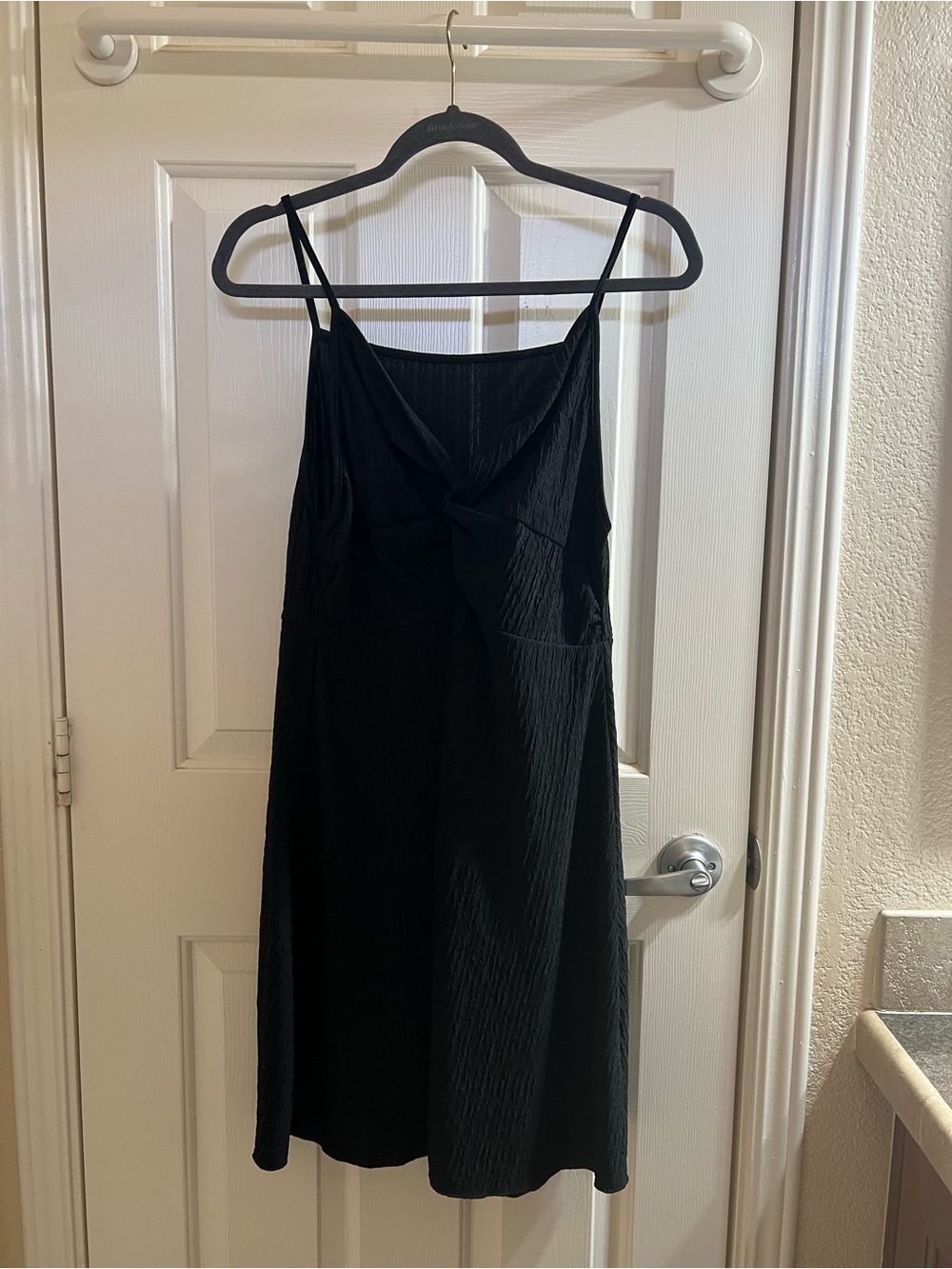 SHEIN Black Textured Mini Spaghetti Strap Dress
